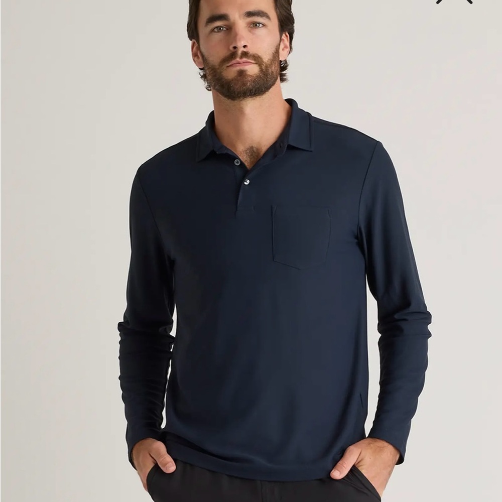 Quince Navy ProPique Performance Long Sleeve Polo